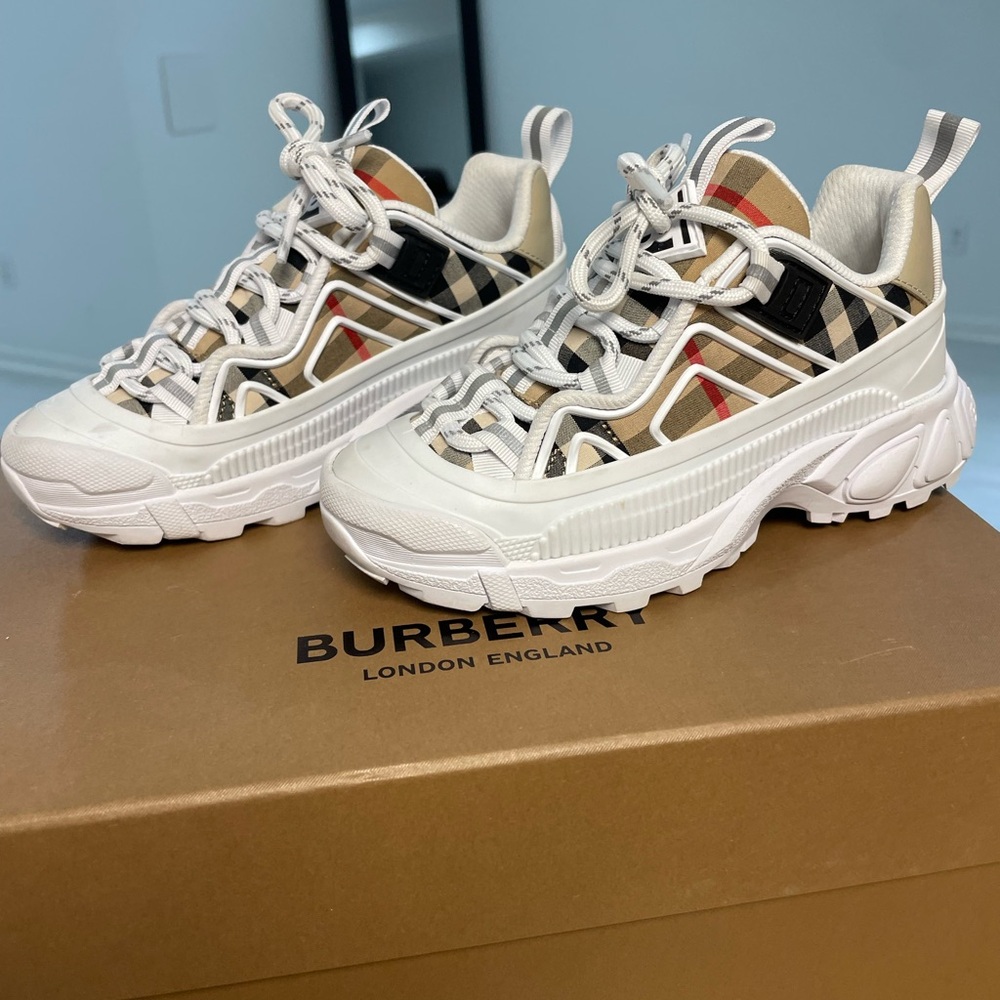 Burberry White Check Sneakers
